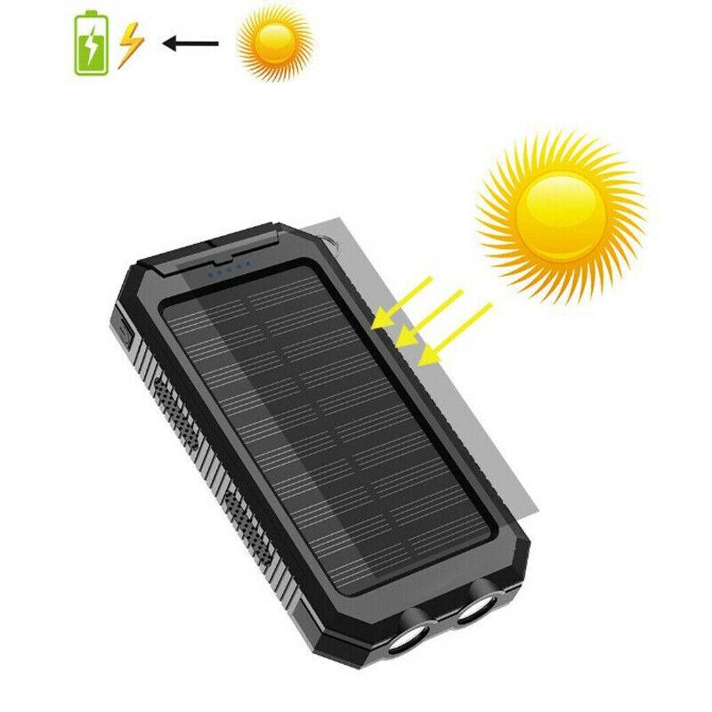 2x 500000mAh Solar Charger Waterproof Power Bank External