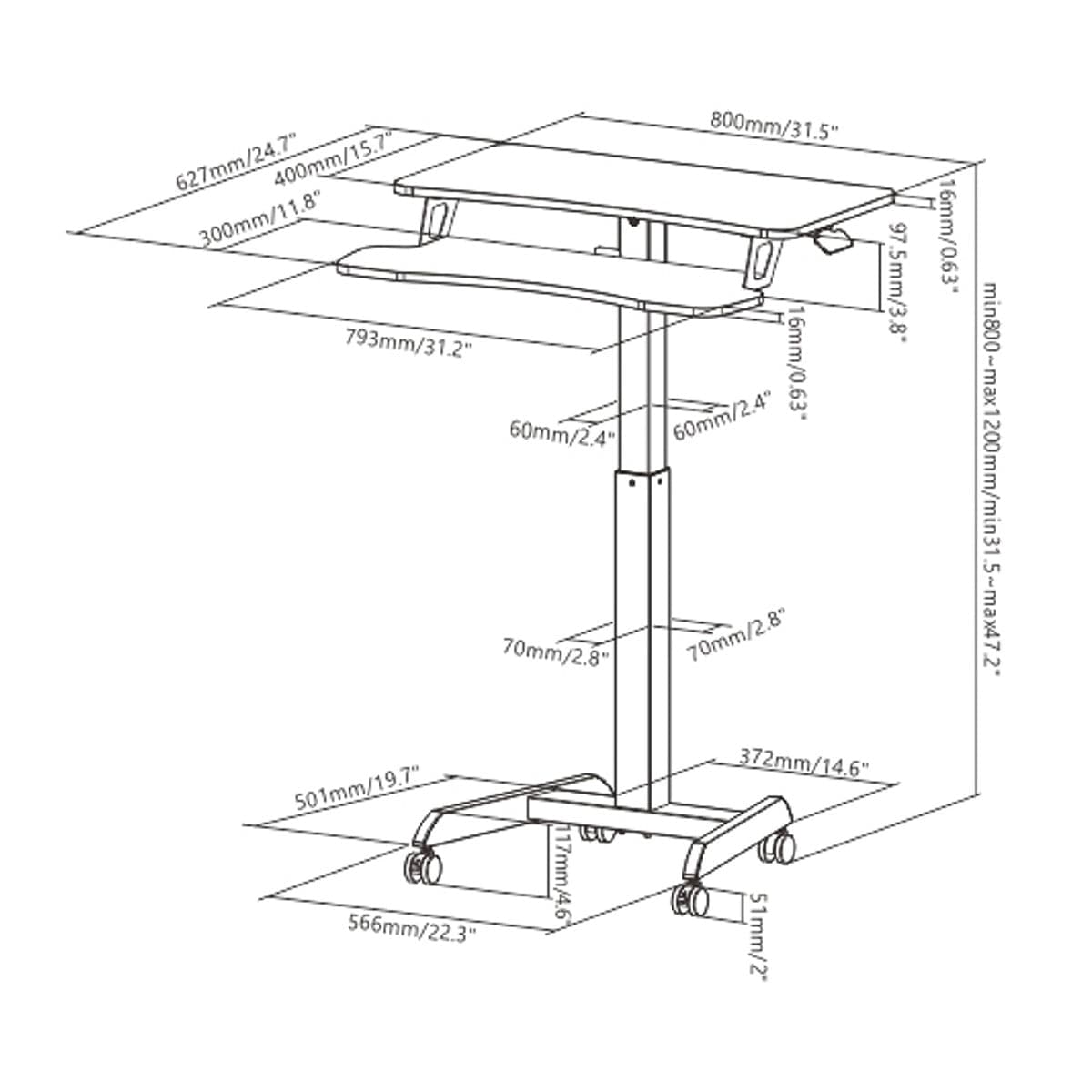 Ergonomic Adjustable Standing Workstation for Home and Office Use