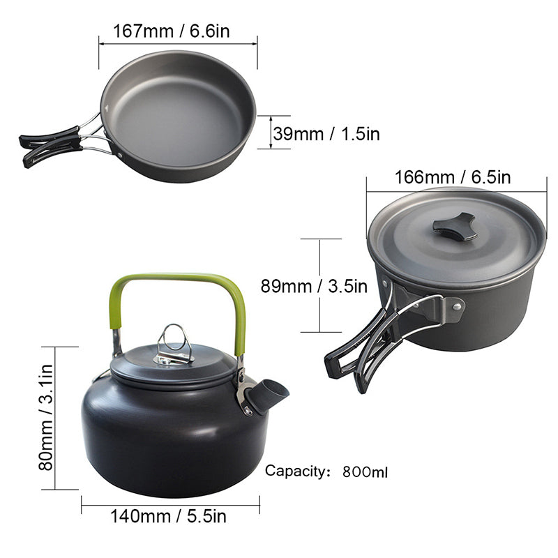 Camping Cooking Ware Stainless Steel Cookware Pots Set and Pans