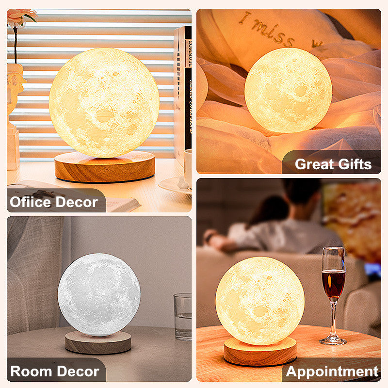 Levitating Illusion Color Option Rotating Magnetic Moon Lamp