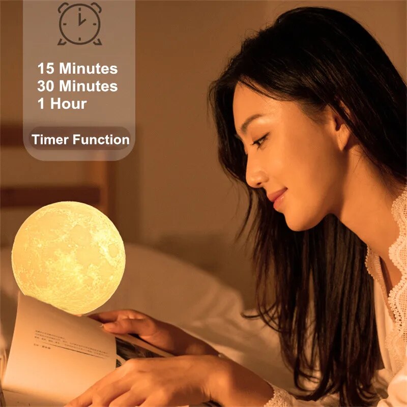 Levitating Illusion Color Option Rotating Magnetic Moon Lamp