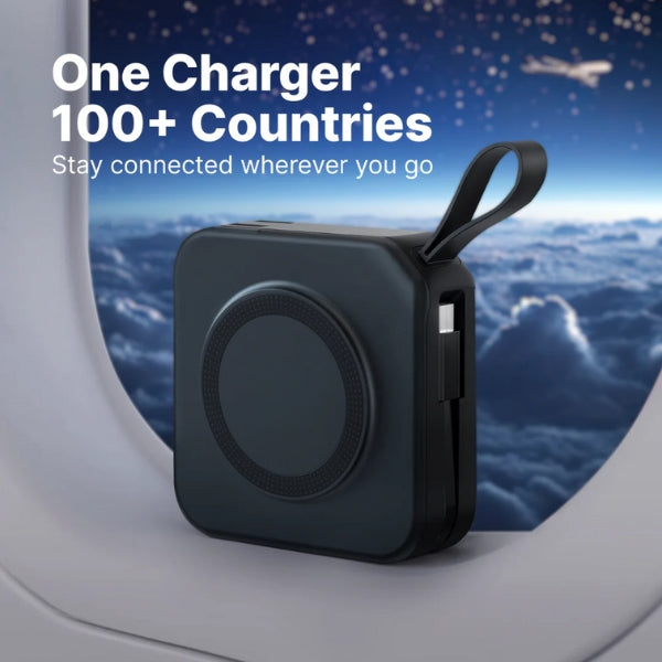 5-in-1 Wall Charger with Wireless Charging Pad and Power Bank - All-in-One Charging Solution