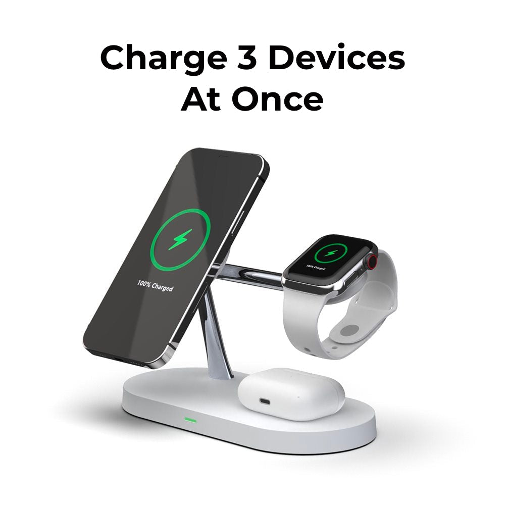 4-in-1 Wireless Charging Station - Magnetic Qi Charger for Phone, Watch & Earbuds