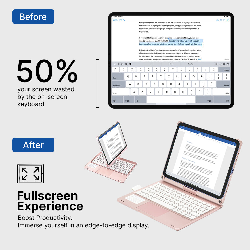 Wireless Keyboard Case for iPad - Rotating Design