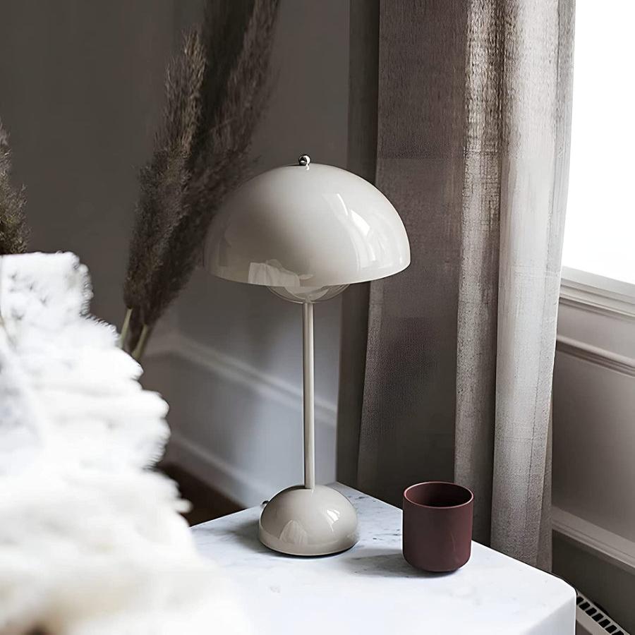 Minimalist Flowerpot Table Lamp - Rechargeable Bedside Lamp & Cordless Design Mushroom Shaped Lamps