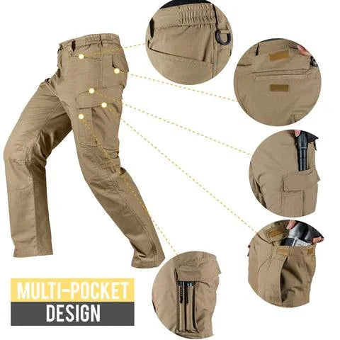 Outdoor Tactical Waterproof Pants Army Fan Multi-Pocket Combat Pants Ripstop Water Resistant Quick Dry Hiking Pants Cargo Pants