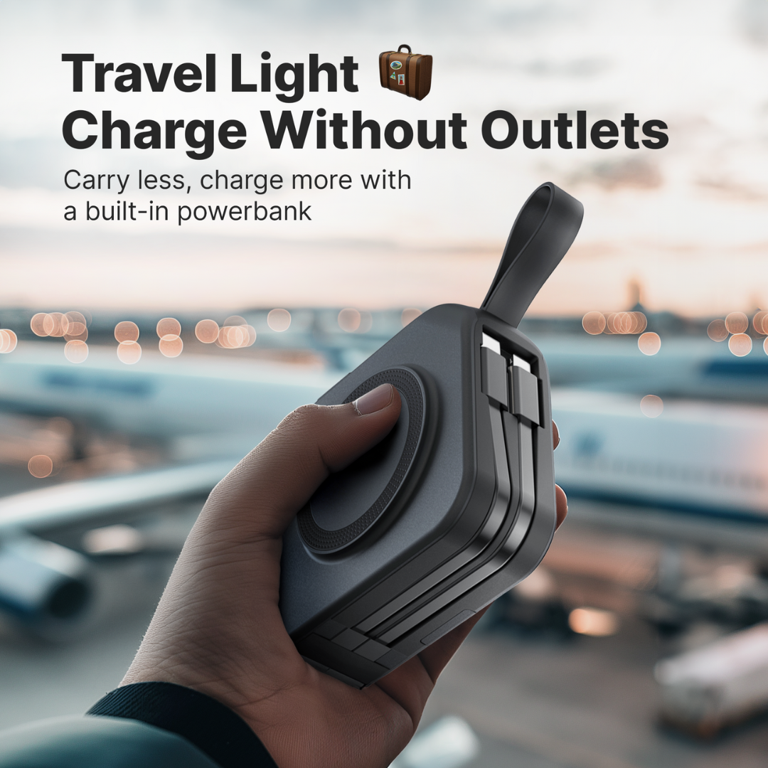 5-in-1 Wall Charger with Wireless Charging Pad and Power Bank - All-in-One Charging Solution