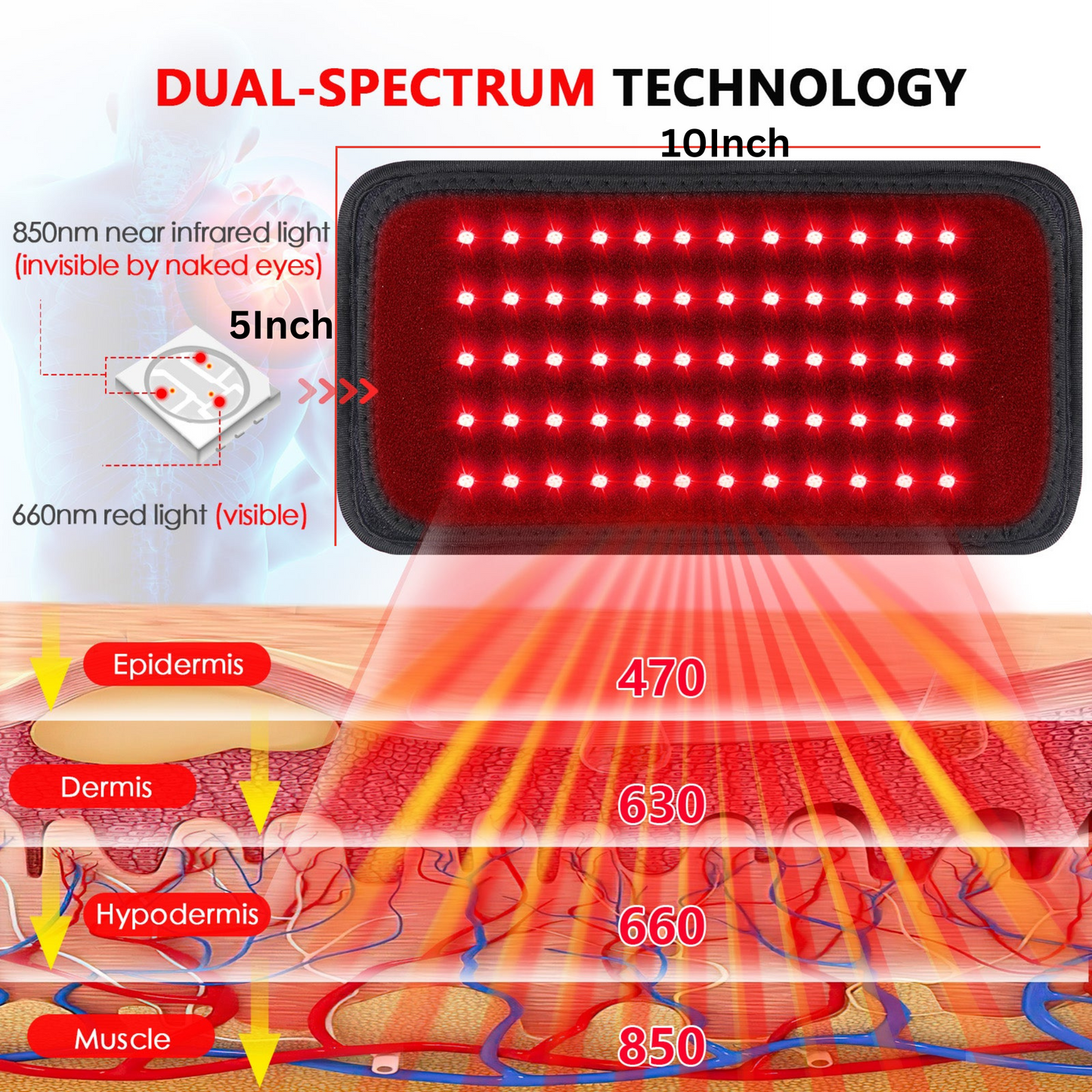 At Home Infrared Red Light Therapy Belt Pad for Pain Relief with 60 LED