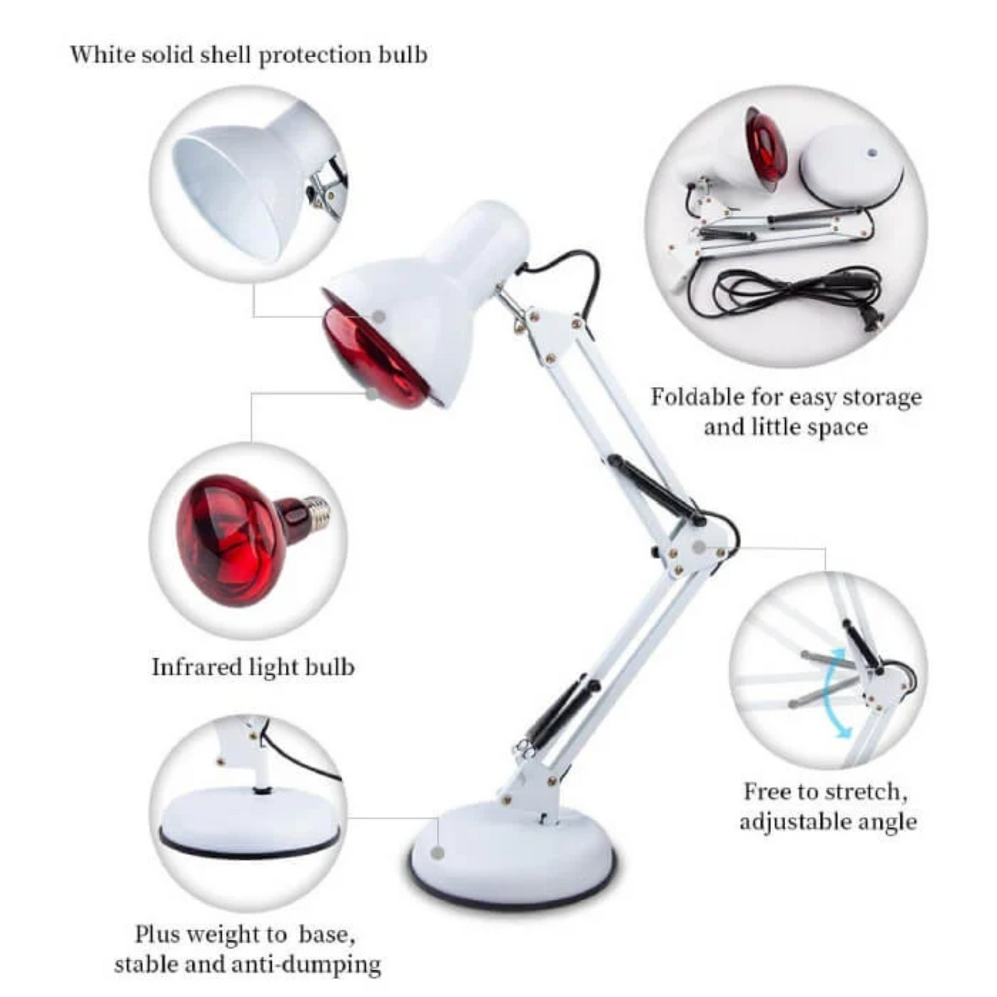 Red Light Therapy Lamp for Skin - Infrared Heating with Tripod Stand