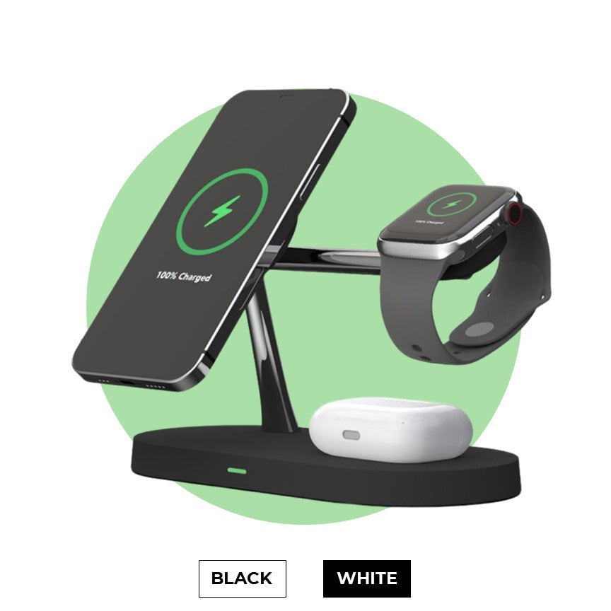 4-in-1 Wireless Charging Station - Magnetic Qi Charger for Phone, Watch & Earbuds