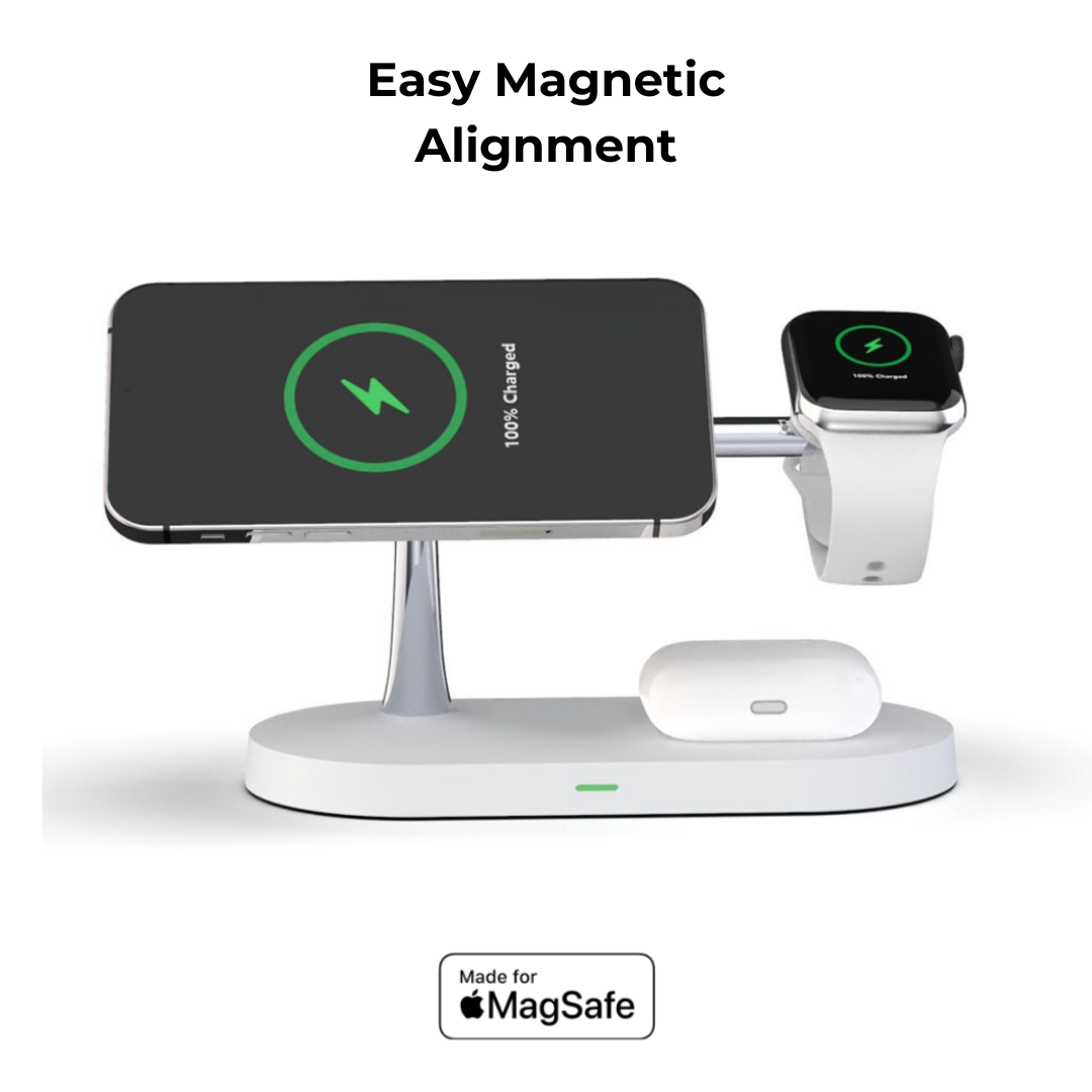 4-in-1 Wireless Charging Station - Magnetic Qi Charger for Phone, Watch & Earbuds