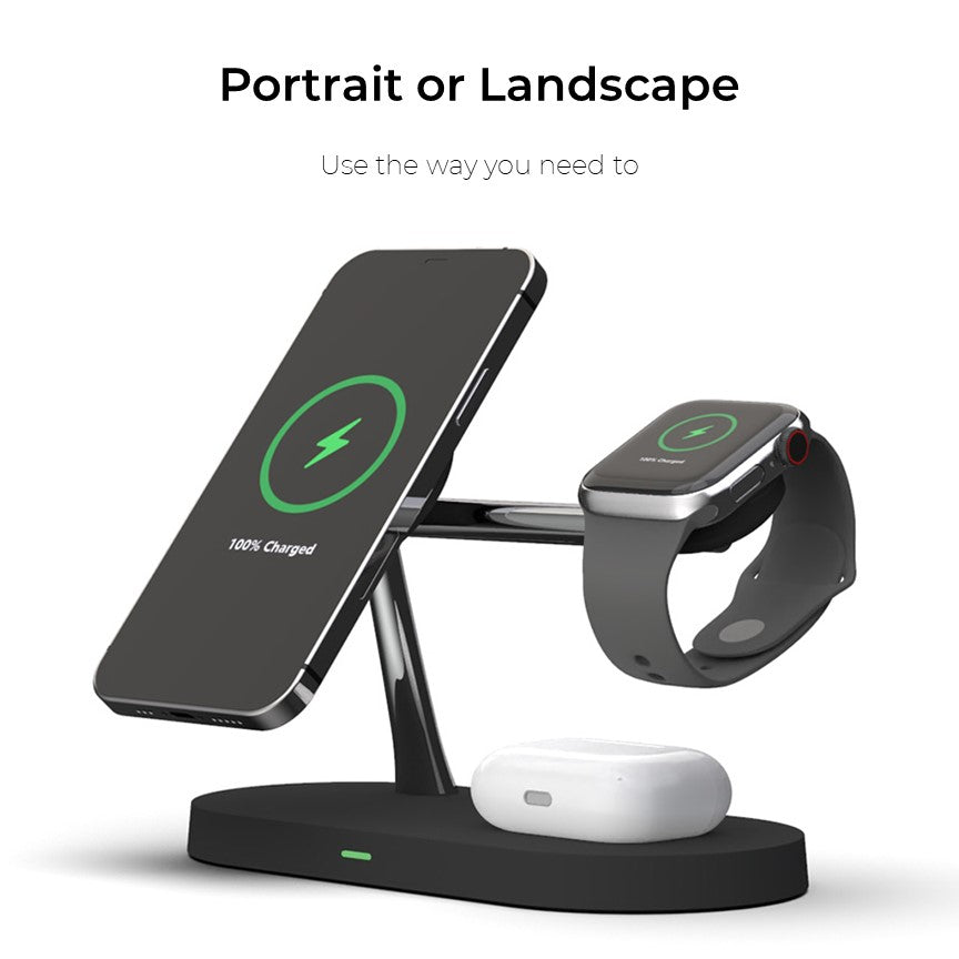 4-in-1 Wireless Charging Station - Magnetic Qi Charger for Phone, Watch & Earbuds