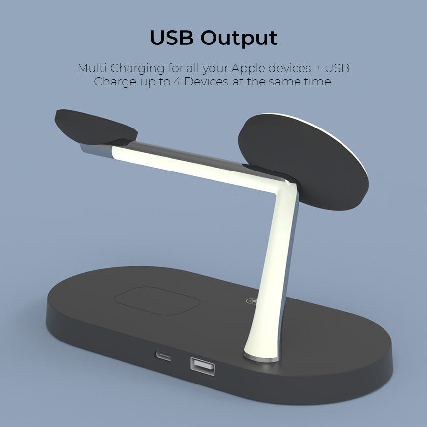 4-in-1 Wireless Charging Station - Magnetic Qi Charger for Phone, Watch & Earbuds