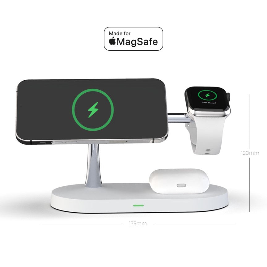 4-in-1 Wireless Charging Station - Magnetic Qi Charger for Phone, Watch & Earbuds