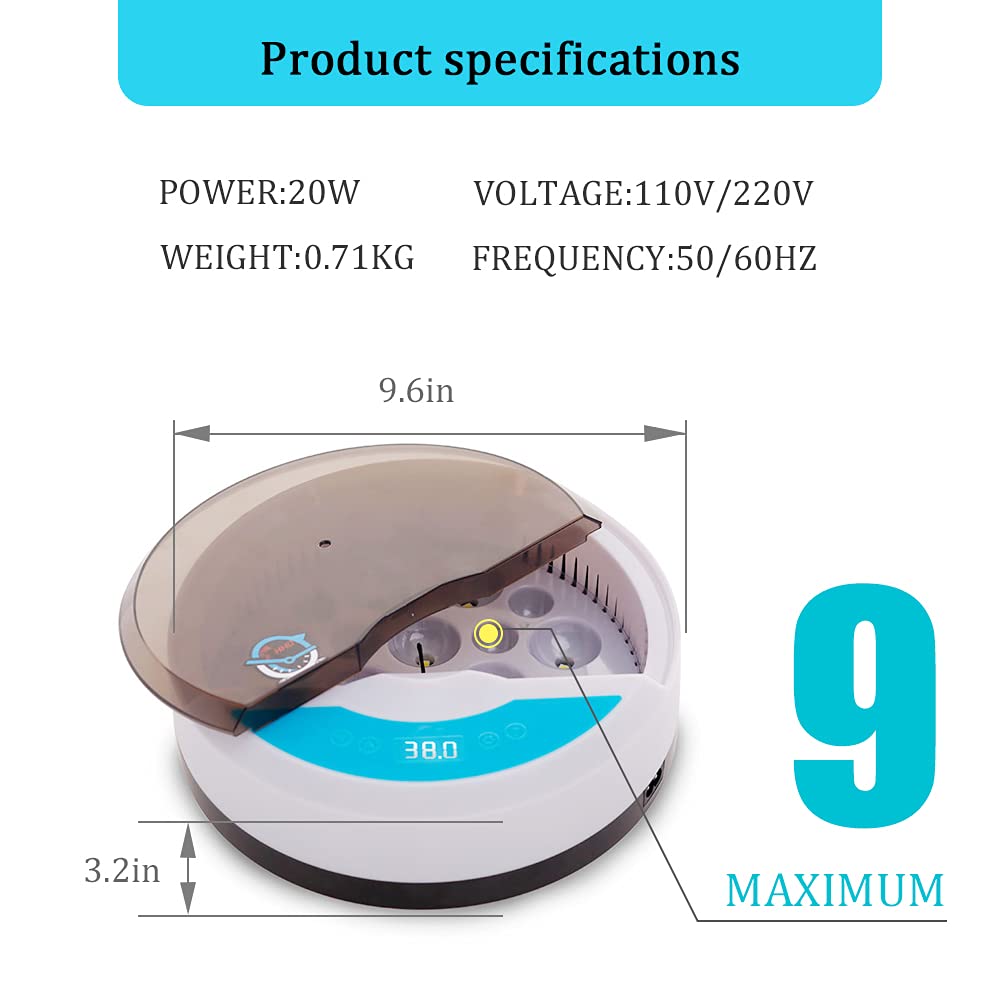 Egg Incubator for Chicken Eggs Incubator for Egg Hatching Chicks with Temp Control LED Chicken Hatcher