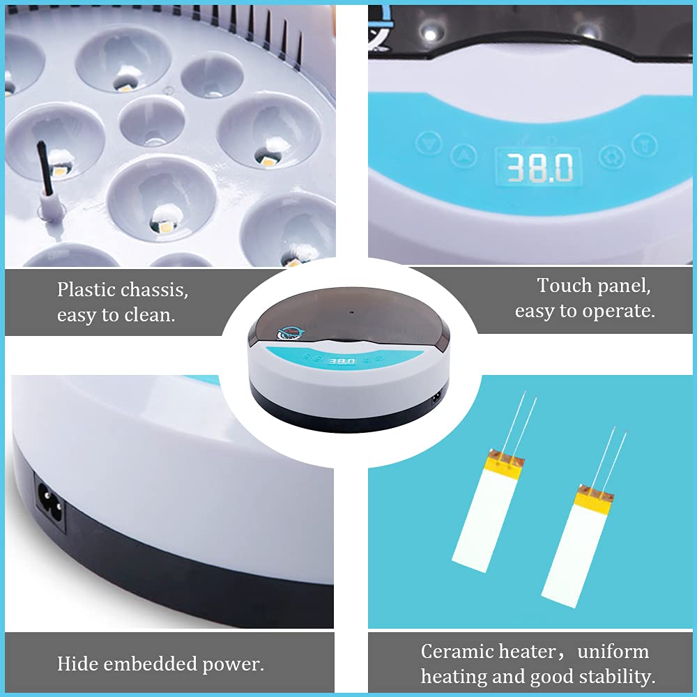 Egg Incubator for Chicken Eggs Incubator for Egg Hatching Chicks with Temp Control LED Chicken Hatcher