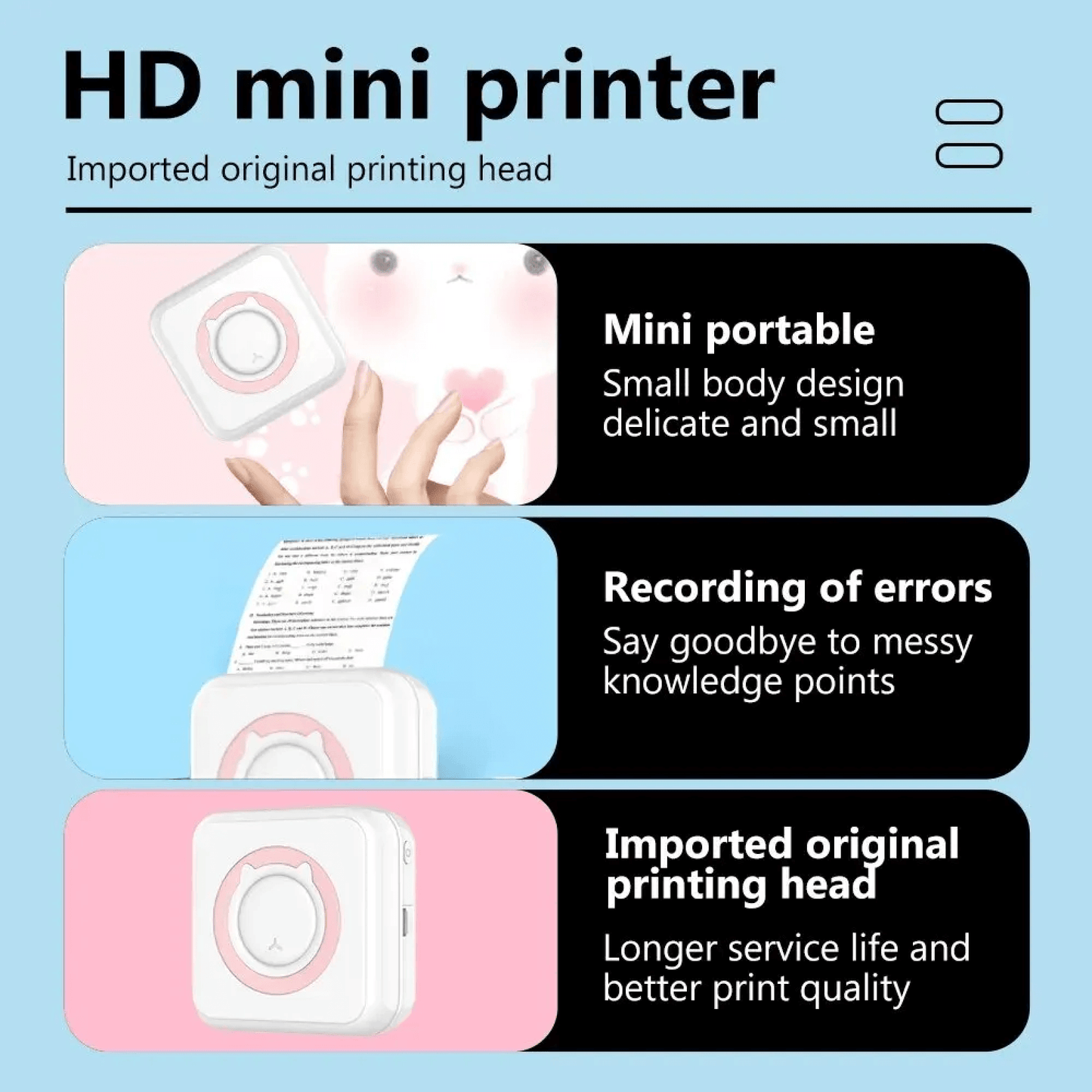 Mini Portable Mobile Phone to Photo Printer Instant Small Sticker Emoji Picture Thermal Bluetooth Connection