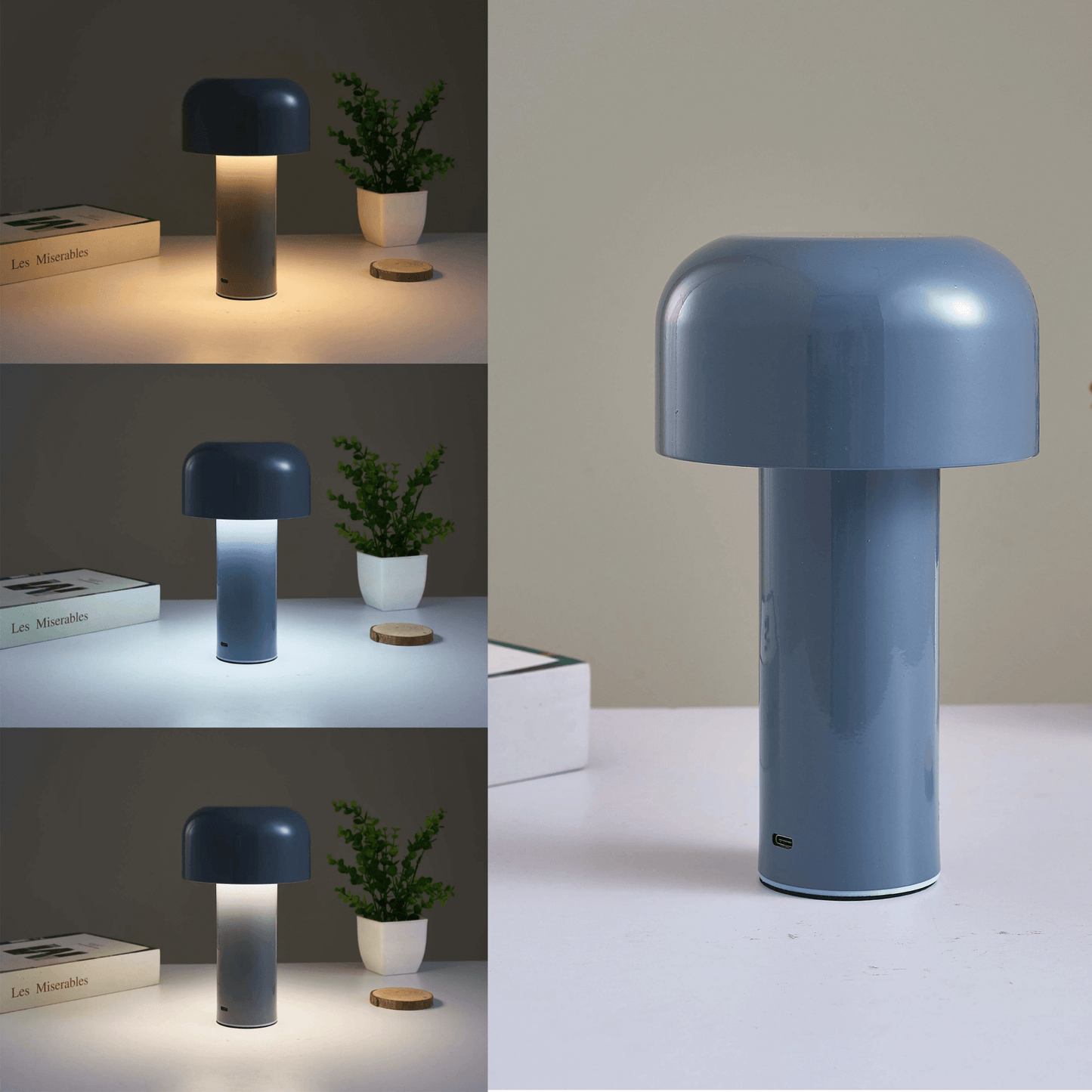 Cordless Mushroom Battery Operated Rechargeable Table Lamps Lights for Bedside and Dining Table Room