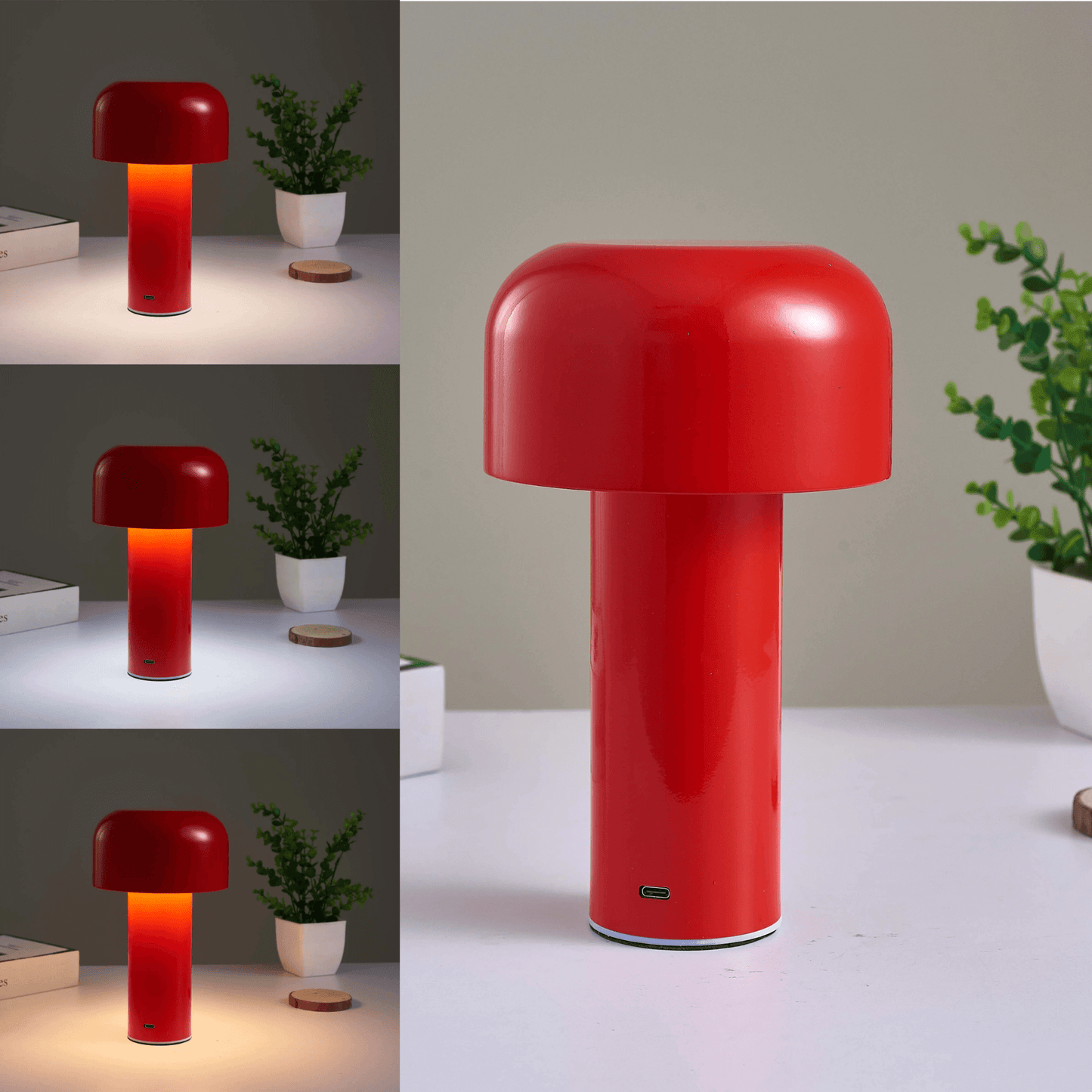 Cordless Mushroom Battery Operated Rechargeable Table Lamps Lights for Bedside and Dining Table Room