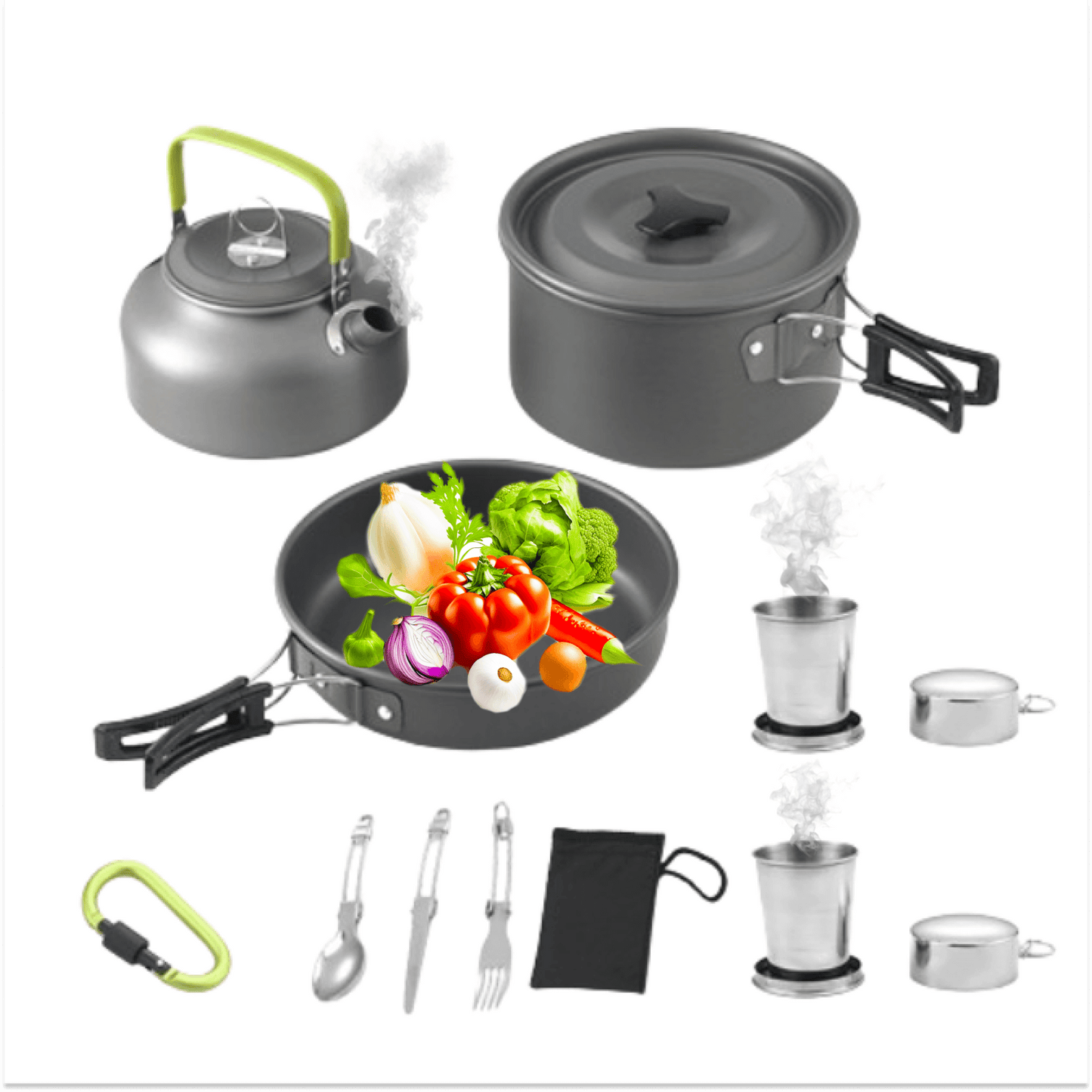 Camping Cooking Ware Stainless Steel Cookware Pots Set and Pans