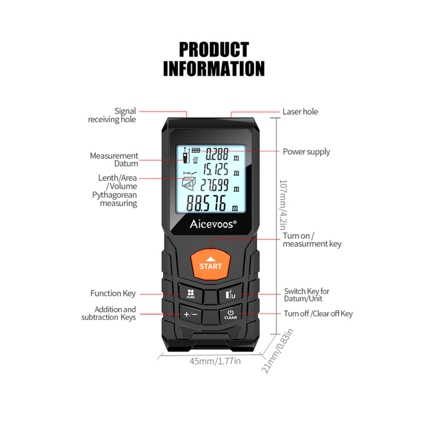 Laser Light Meter Measure Digital Measuring Tape