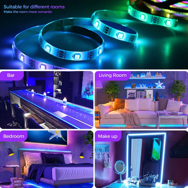 LED Light Strips For Bedroom RGB 5050 Bluetooth Control Feet Supports Light Decor