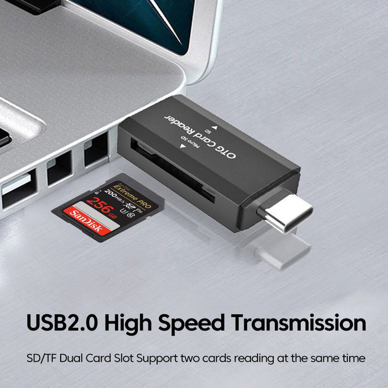 2 in 1 USB Type-C SD and TF Card Reader Adapter