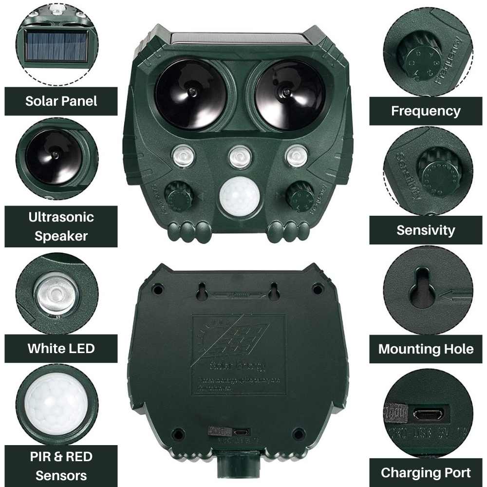 Ultrasonic Cat Repellent Ultrasound and Noise Sonar Repellent Deterrent for Cat, Fox, Rat, Squirrel and Dog