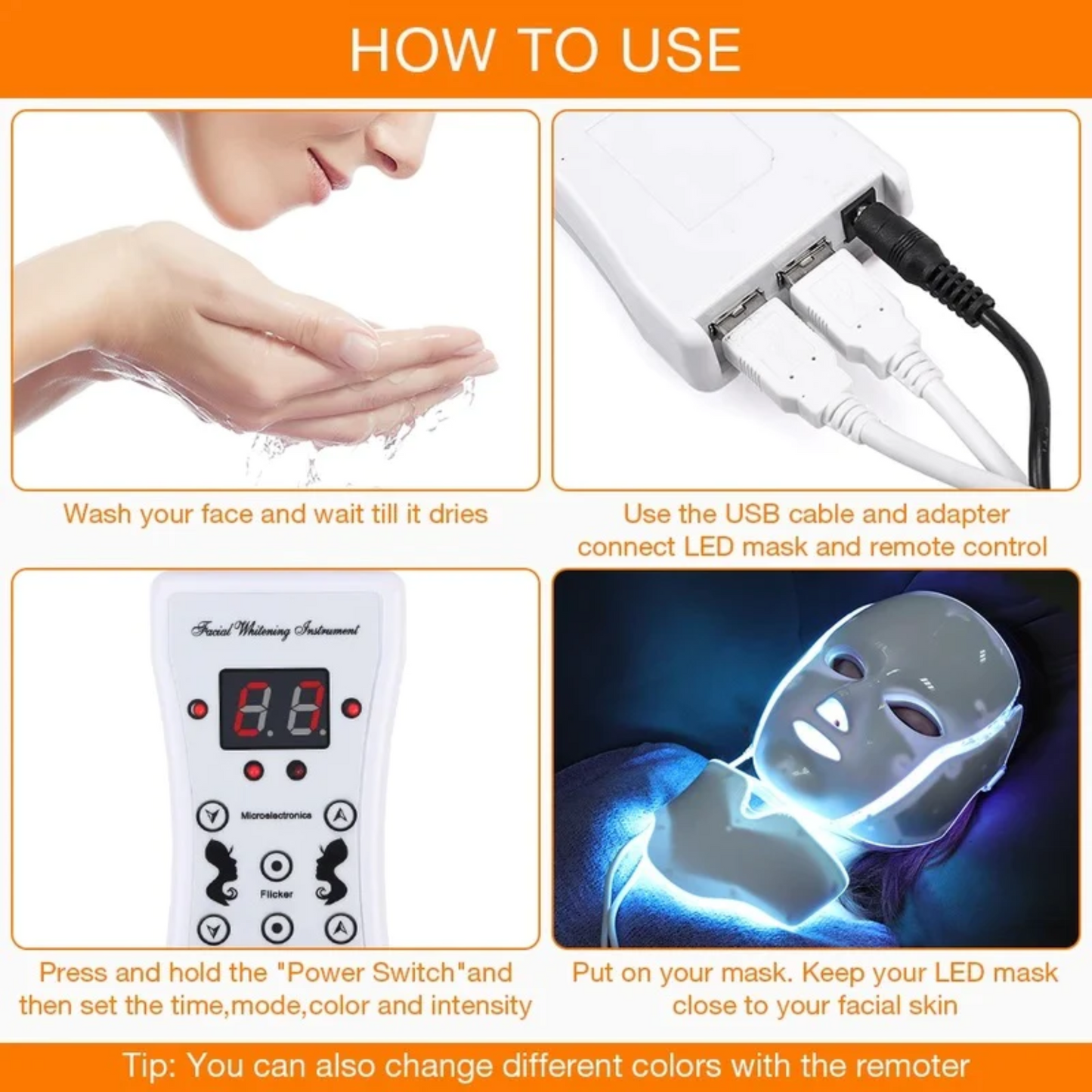 7 Colors LED Photon Light Therapy Mask - Face And Neck Treatment