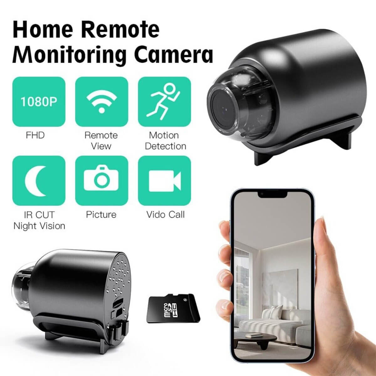 Waterproof HD Mini Camera With Night Vision and Wide Angle Lens IP WiFi 1080P HD 160° Wide Angle