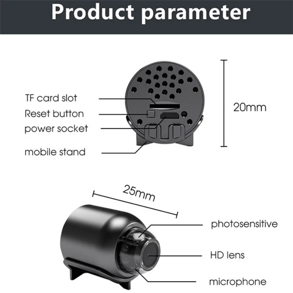 Waterproof HD Mini Camera With Night Vision and Wide Angle Lens IP WiFi 1080P HD 160° Wide Angle