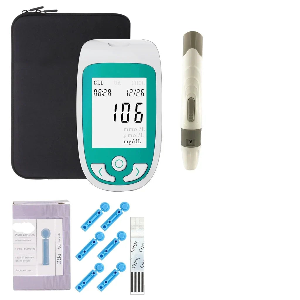 Multifunctional Analyzer Home Cholesterol Test Kit with Lancets Uric Acid Meter Glucose Meter