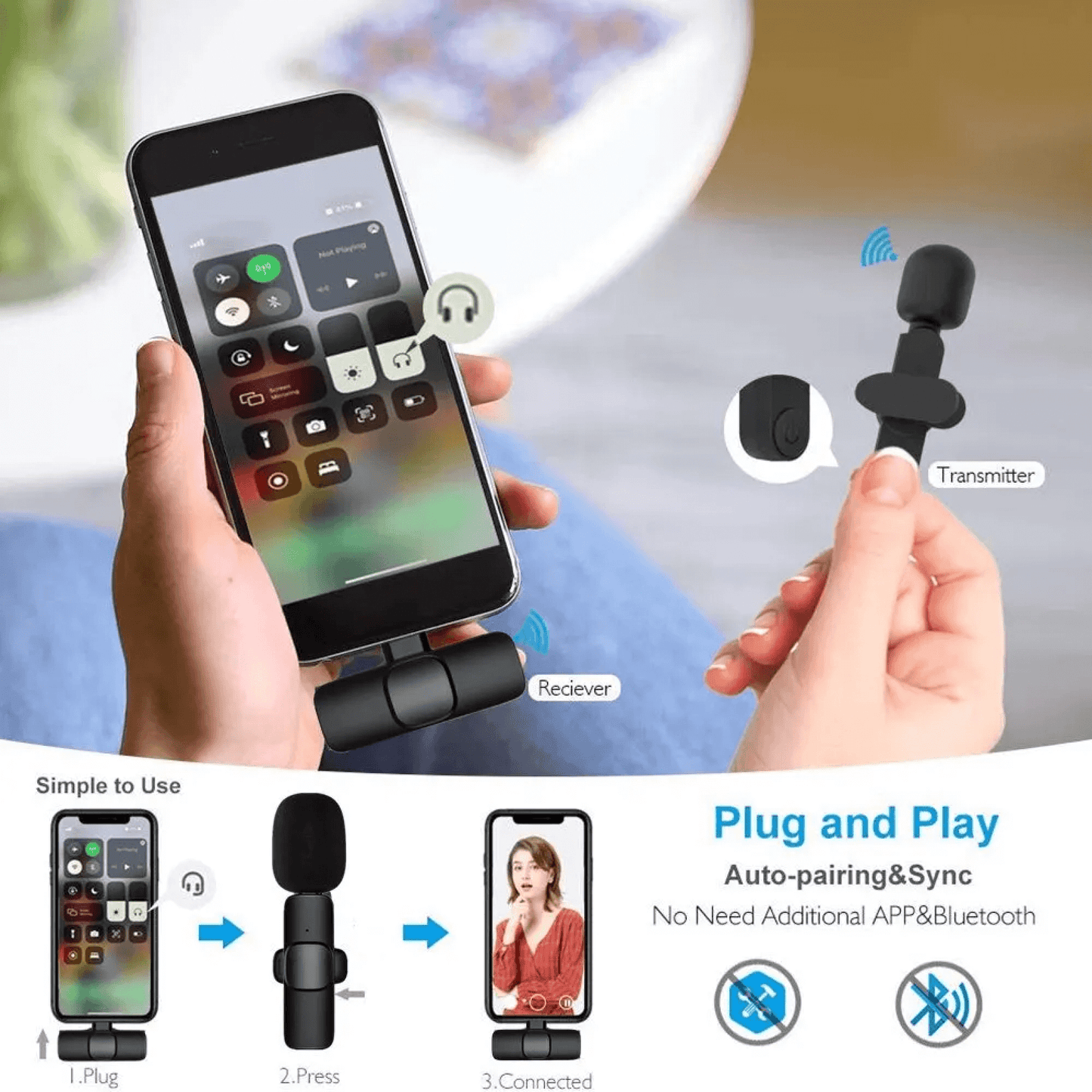 Wireless Mini Miniature Lavalier Lapel Portable Small Tiny Mic Microphone for Iphone