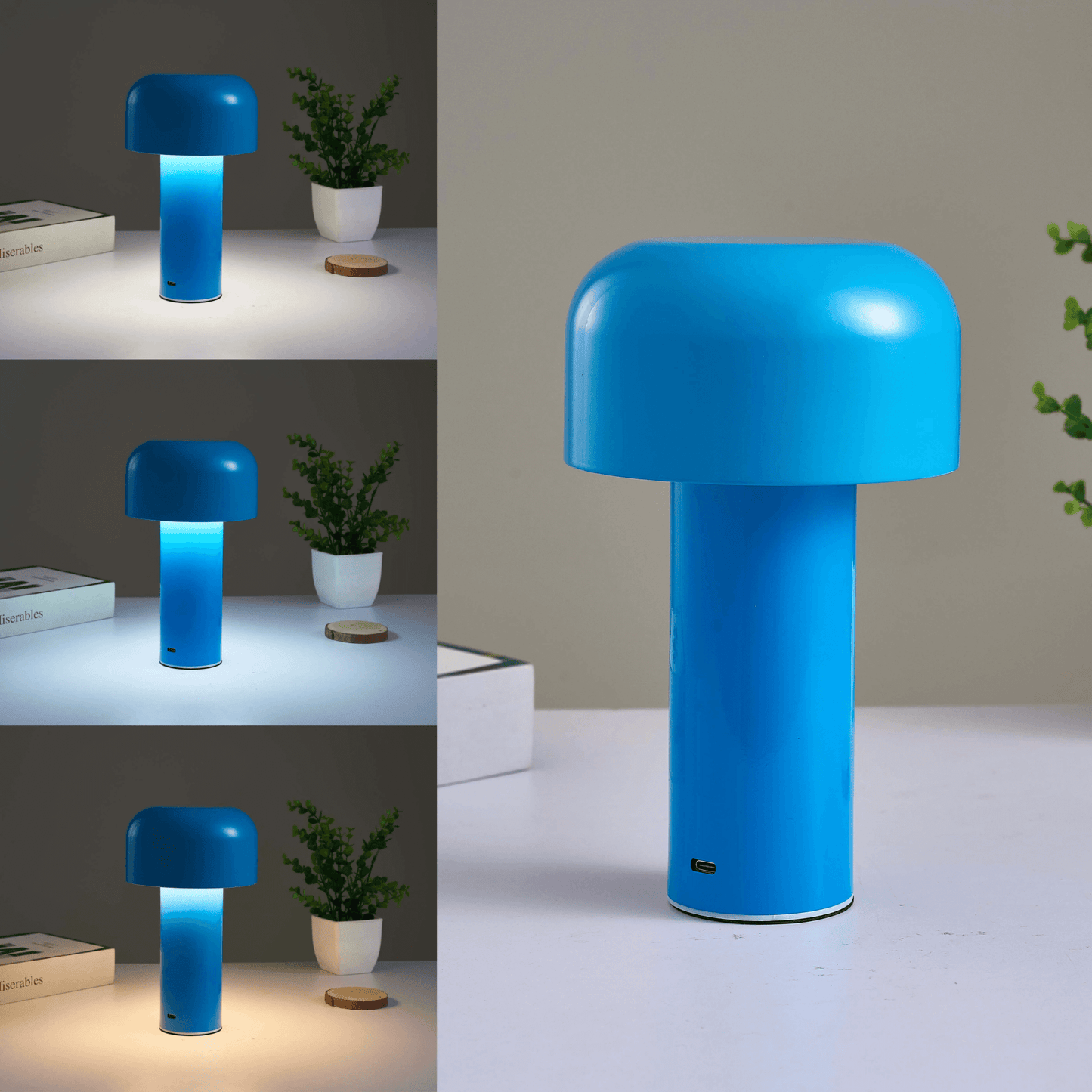 Cordless Mushroom Battery Operated Rechargeable Table Lamps Lights for Bedside and Dining Table Room