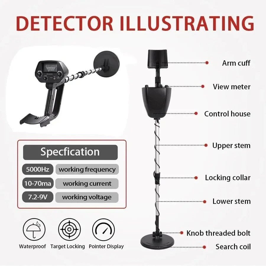 Professional Underground Metal Detector - High Accuracy for Gold Detecting & Treasure Hunting