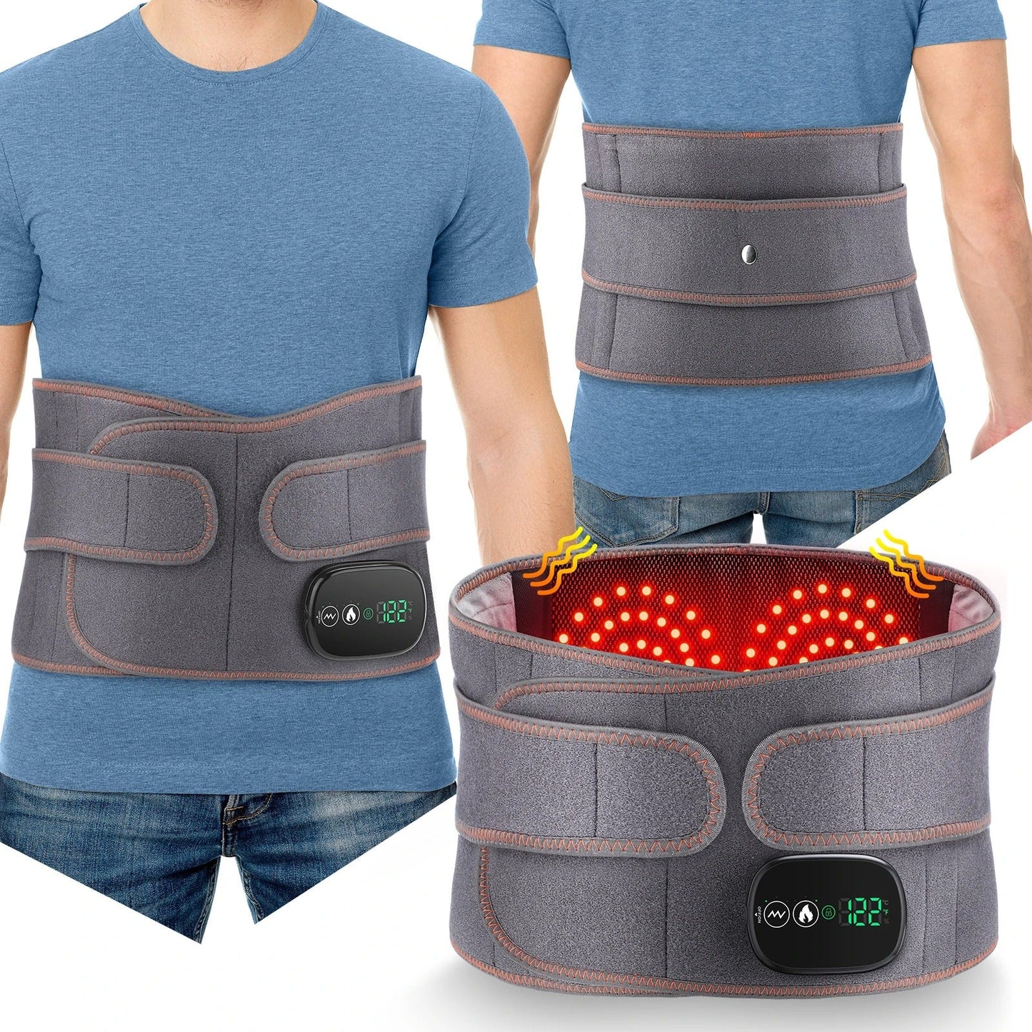 Heated Lower Back Support - Adjustable Heat Therapy for Pain Relief