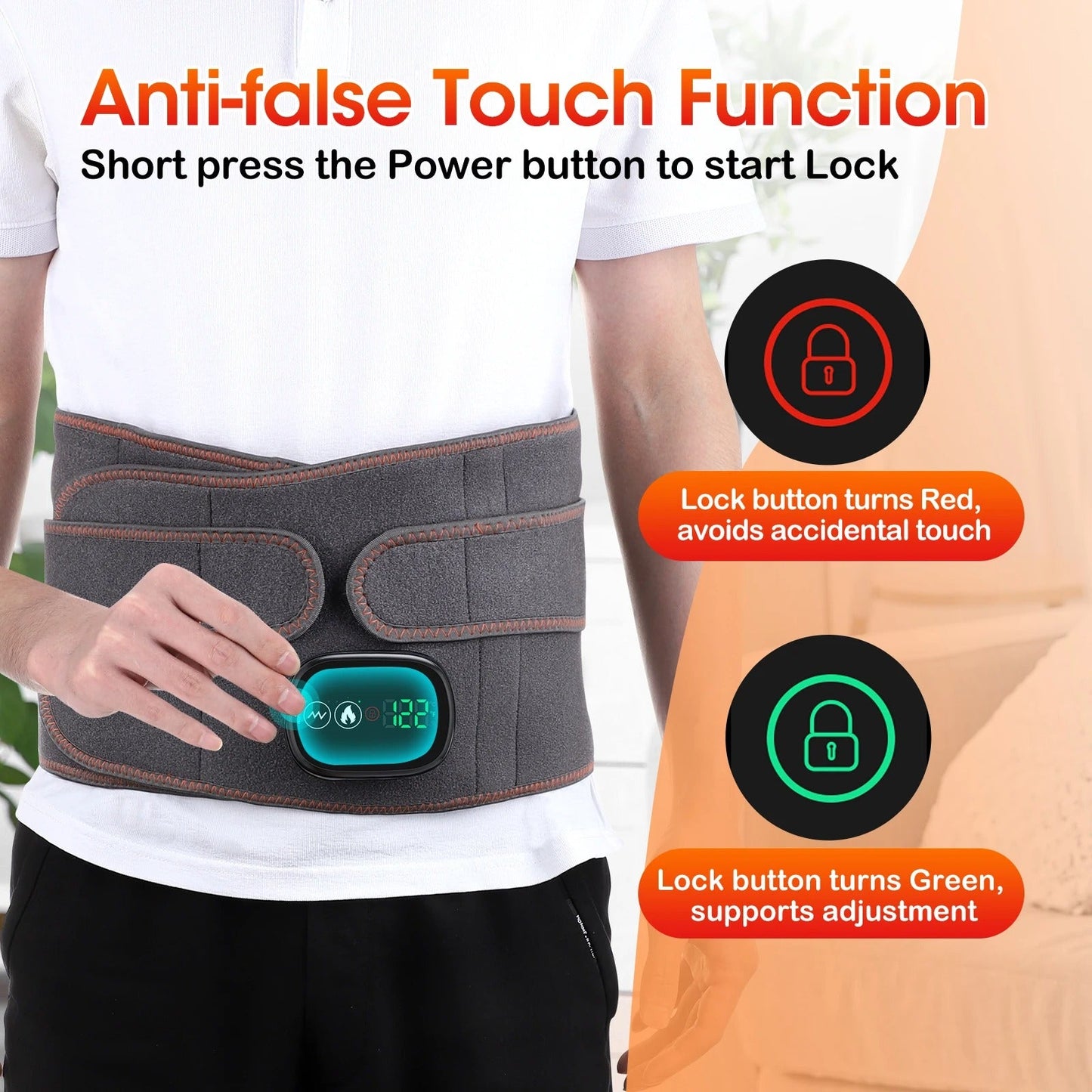 Heated Lower Back Support - Adjustable Heat Therapy for Pain Relief