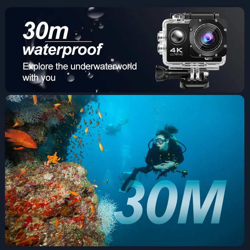 4K Ultra HD Sport Pro Camera - Wifi Enabled and Waterproof for Vlogging and Outdoor Sports