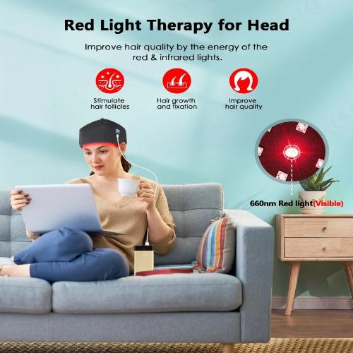 Red Light Therapy Hair Growth Cap with 120 LEDs -  Infrared Treatment for Thinning Hair in Home