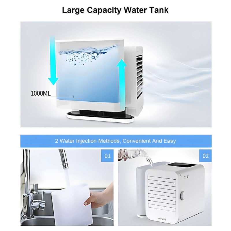 MicroCool Mini Air Conditioner Portable Evaporative Swamp Cooler with 1000ml Water Tank