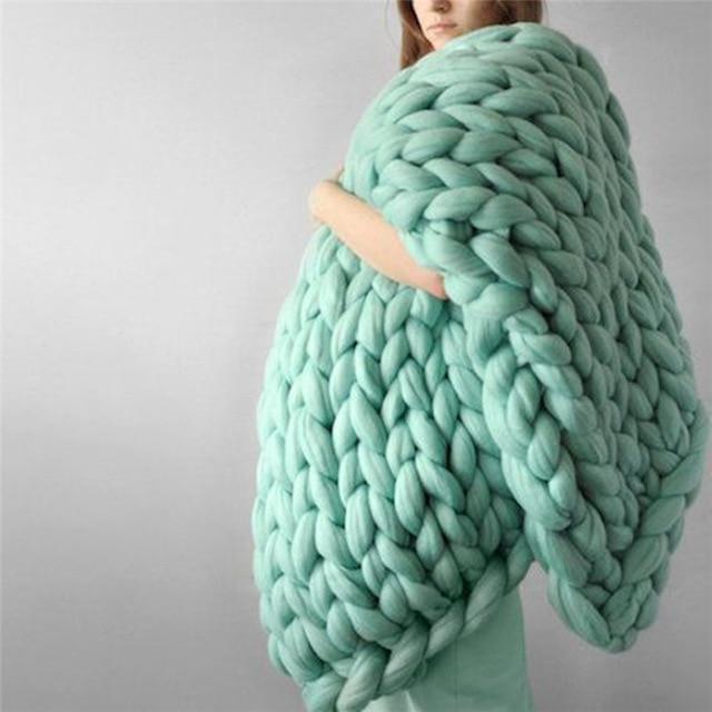 Handmade Chunky Knit Blanket Comfy & Warm -  80 x100 cm