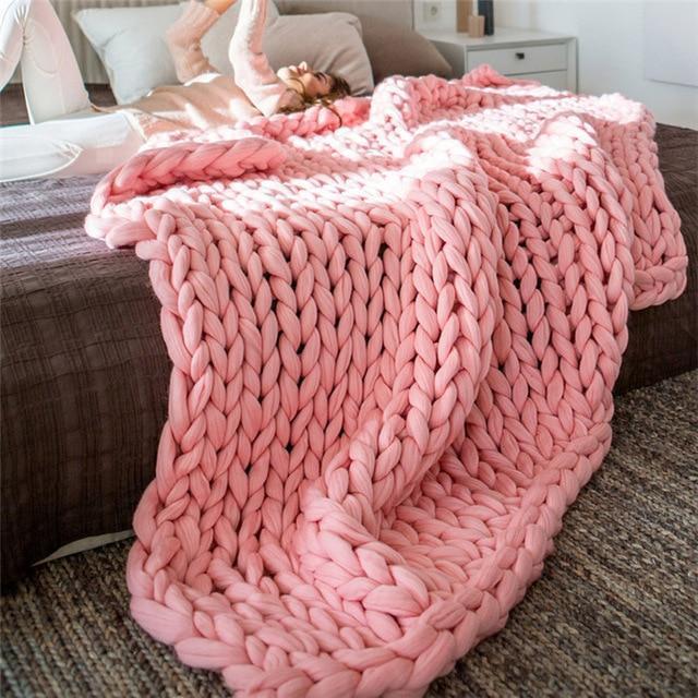 Handmade Chunky Knit Blanket Comfy & Warm -  80 x100 cm