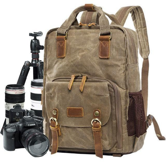 Waterproof Waxed Canvas Camera Backpack