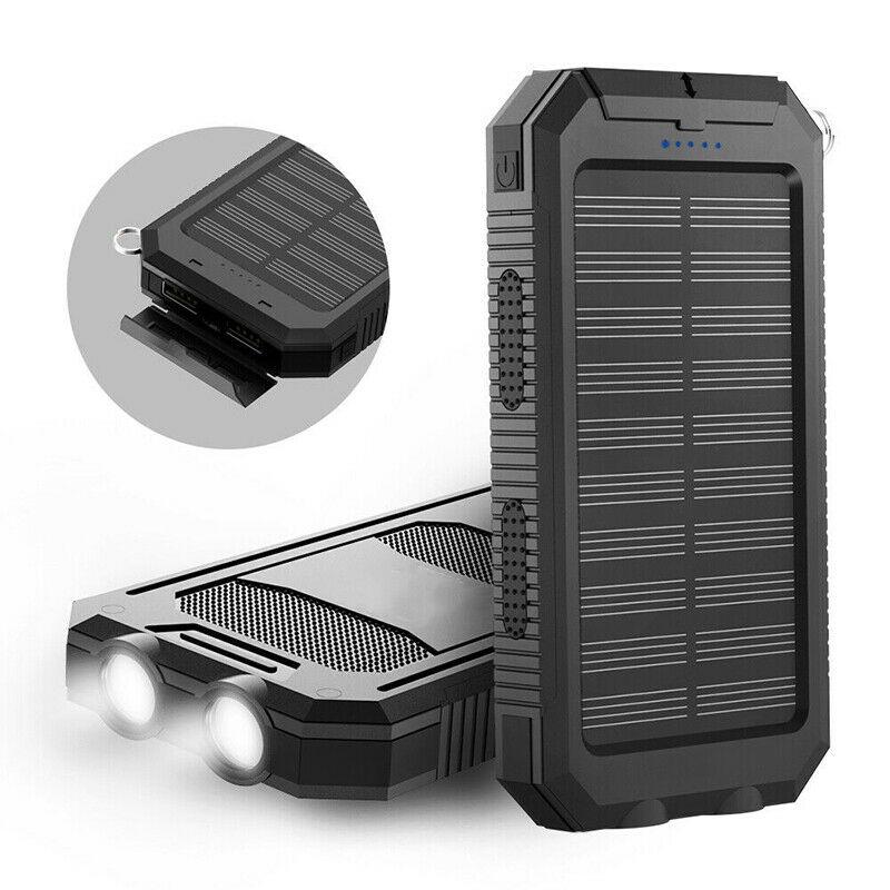 2x 500000mAh Solar Charger Waterproof Power Bank External