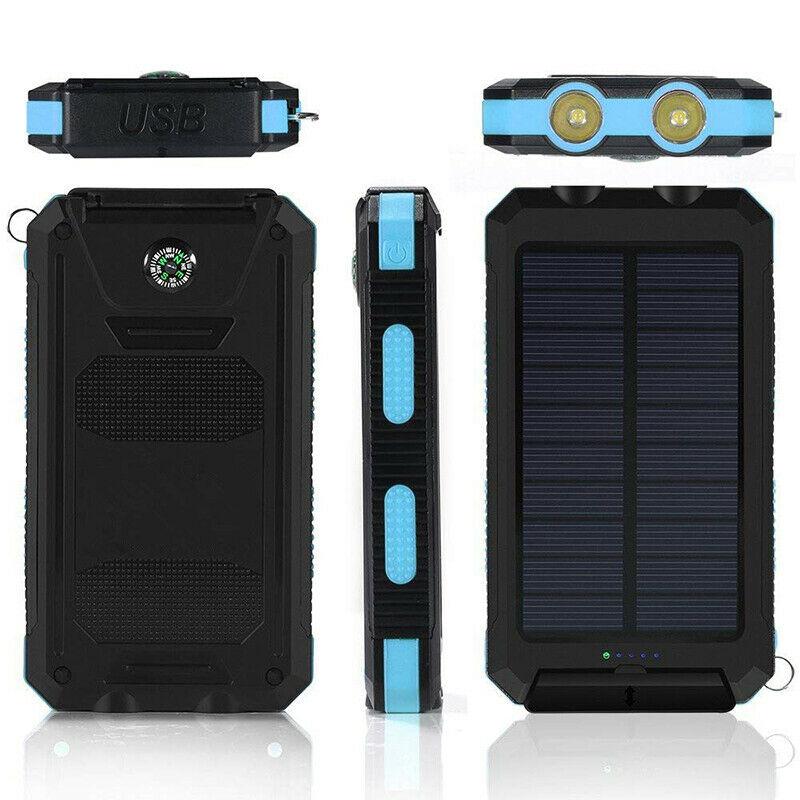 2x 500000mAh Solar Charger Waterproof Power Bank External