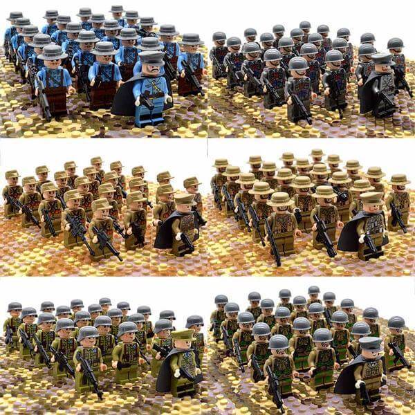 21PCs/set WWII Army Military Building Blocks German France Italy Japan Britain